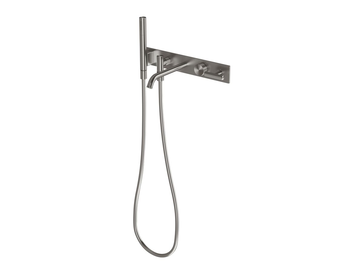 reece Milli Etch Progressive Bath Mixer Tap System with Handshower Brushed Gunmetal (3 Star)