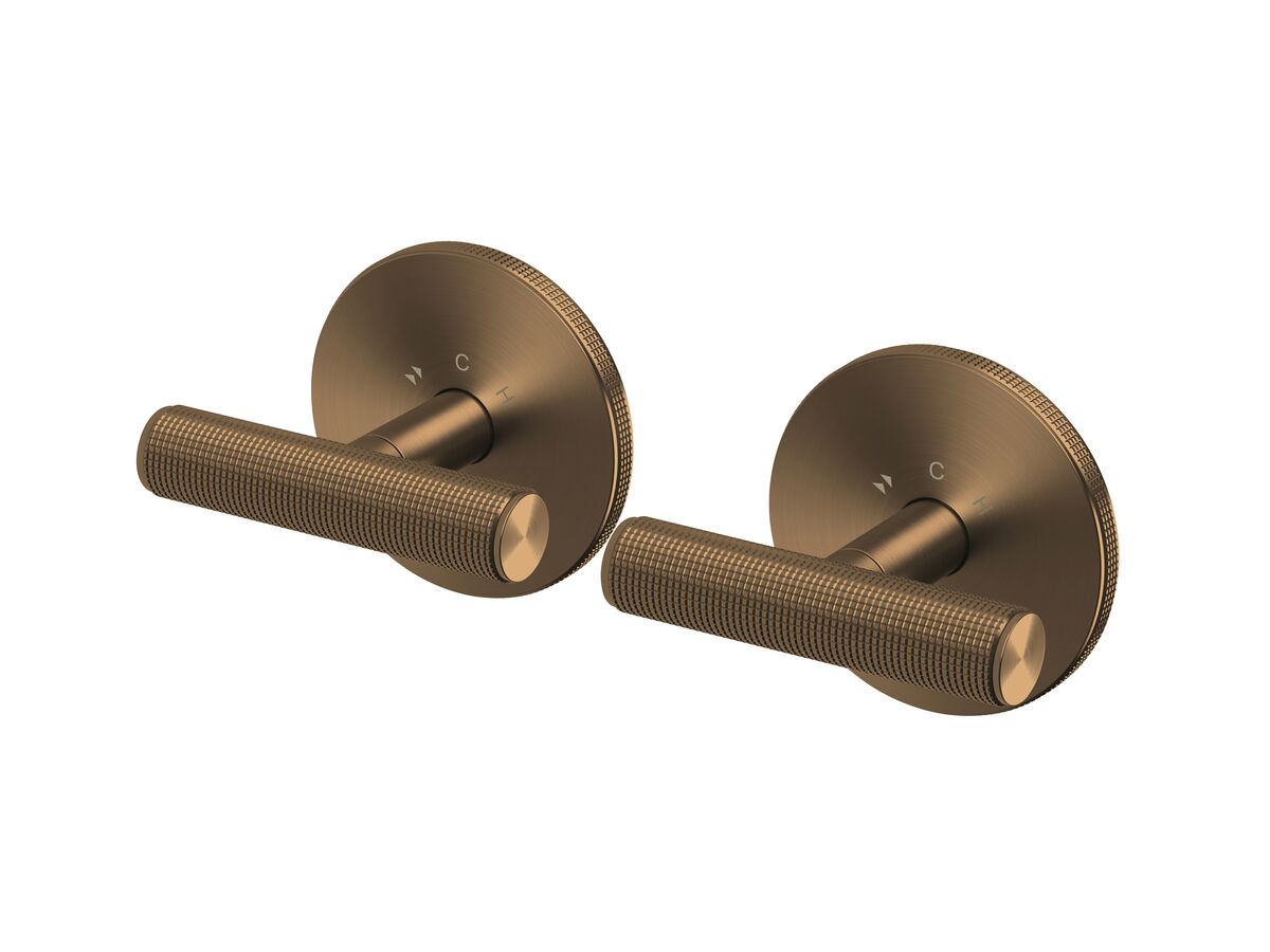reece Milli Etch Progressive Dual Mixer Tap System with Round Backplate Brushed Bronze Lead Free