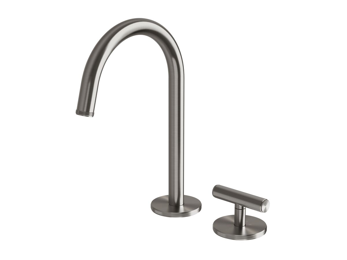 reece Milli Etch Progressive Hob Basin Mixer Tap Set Brushed Gunmetal (6 Star) Lead Free