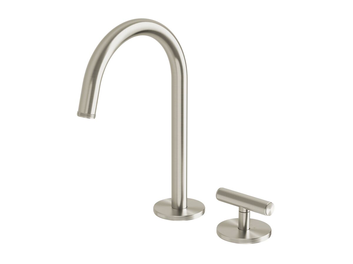 reece Milli Etch Progressive Hob Basin Mixer Tap Set Brushed Nickel (6 Star) Lead Free