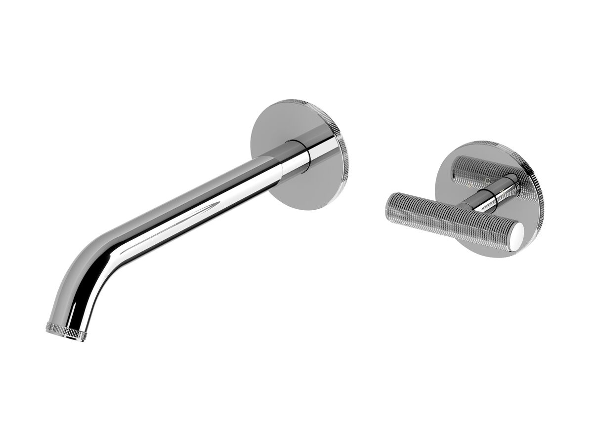 reece Milli Etch Progressive Wall Basin / Bath Mixer Tap Set with Round Backplate Chrome Lead Free