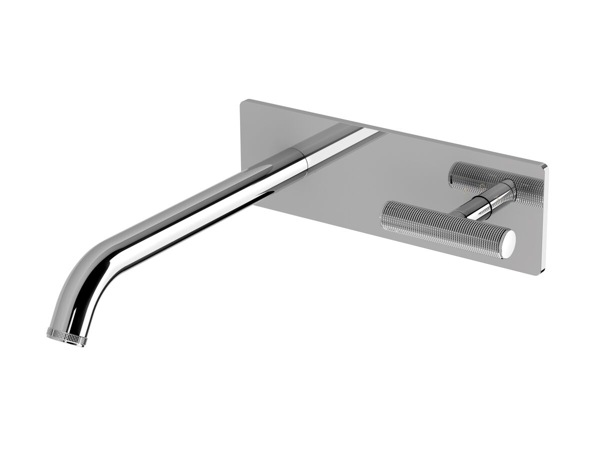 reece Milli Etch Progressive Wall Basin / Bath Mixer Tap Set with Square Backplate Chrome Lead Free