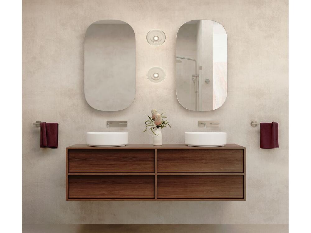 Reece Milli Etch Progressive Wall Basin / Bath Mixer Tap Set With Square Backplate Brushed Nickel Lead Free