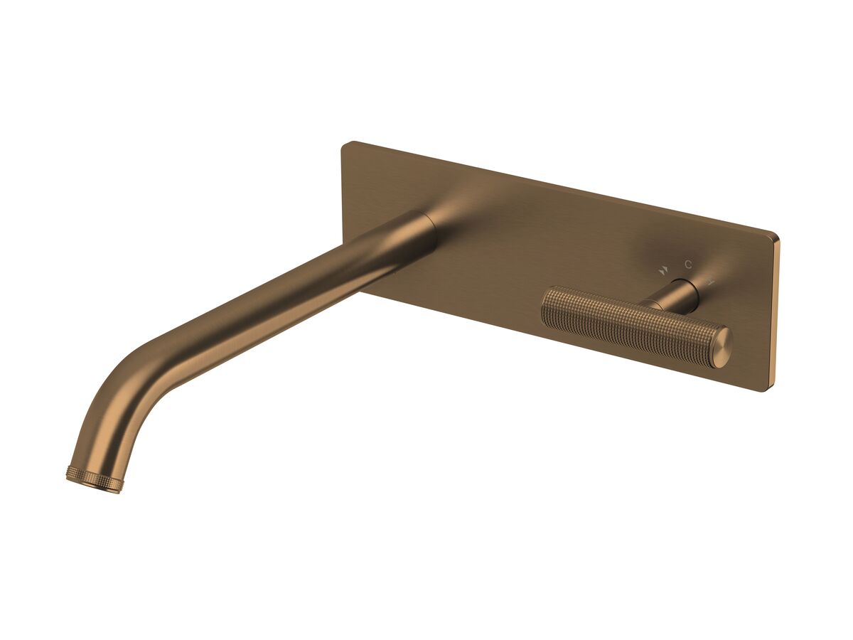 reece Milli Etch Progressive Wall Basin / Bath Mixer Tap Set with Square Backplate Brushed Bronze Lead Free