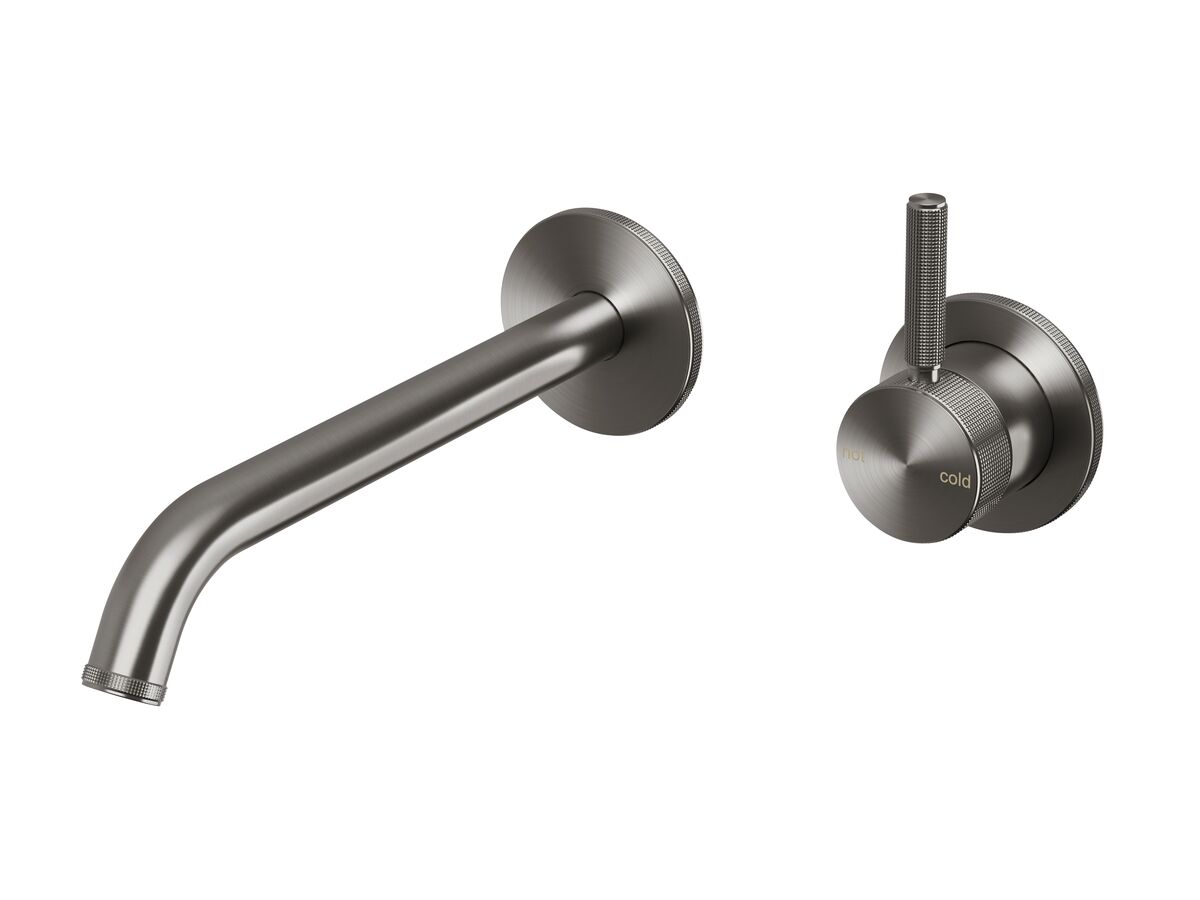 Reece Milli Etch Wall Basin/Bath Mixer Tap Set Round Backplate Brushed Gunmetal (6 Star) Lead Free