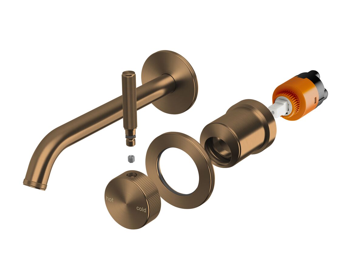 reece Milli Etch Wall Basin/Bath Mixer Tap Set Round Backplate Brushed Bronze (6 Star) Lead Free