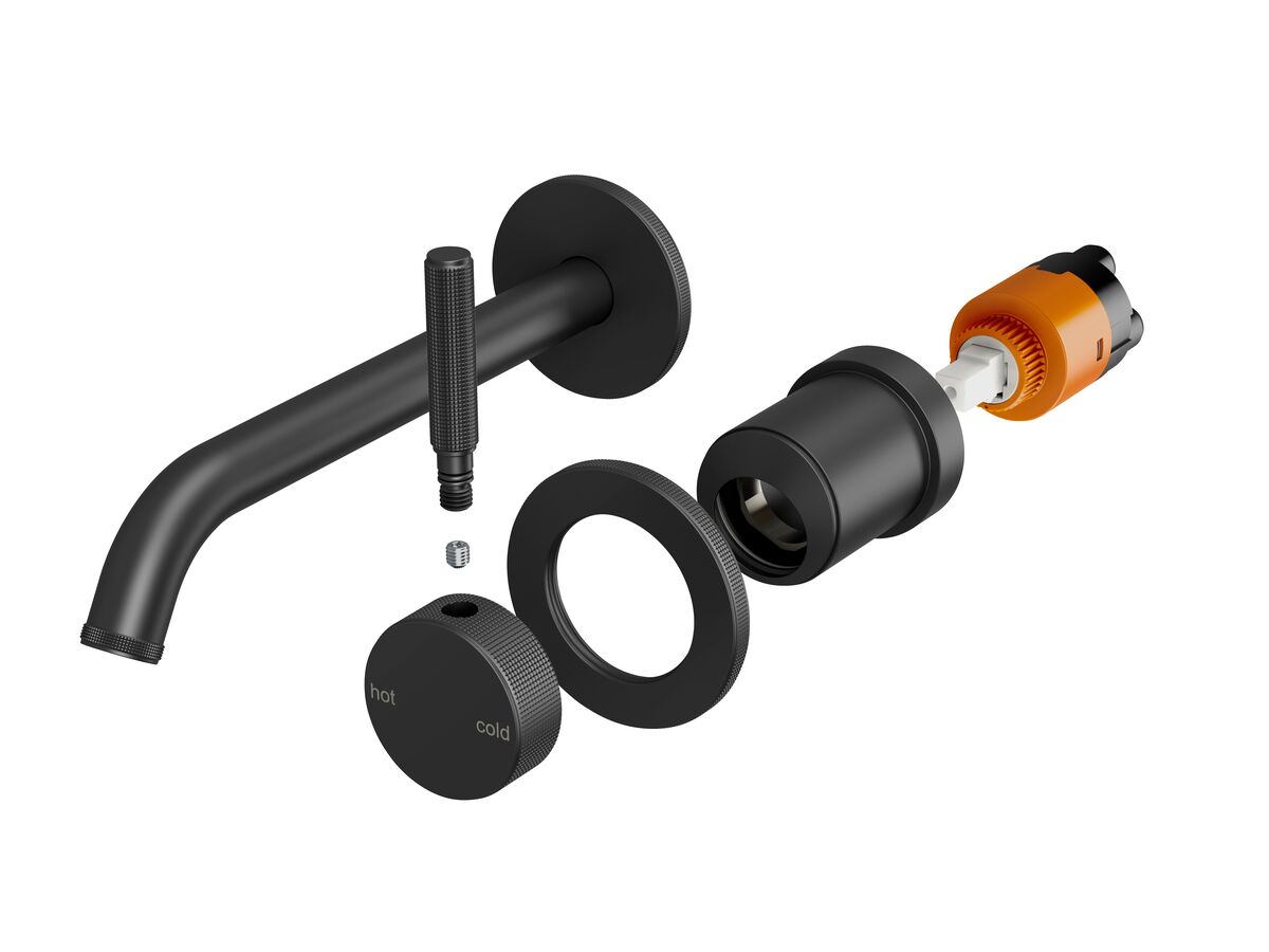 reece Milli Etch Wall Basin/Bath Mixer Tap Set Round Backplate Matte Black (6 Star) Lead Free