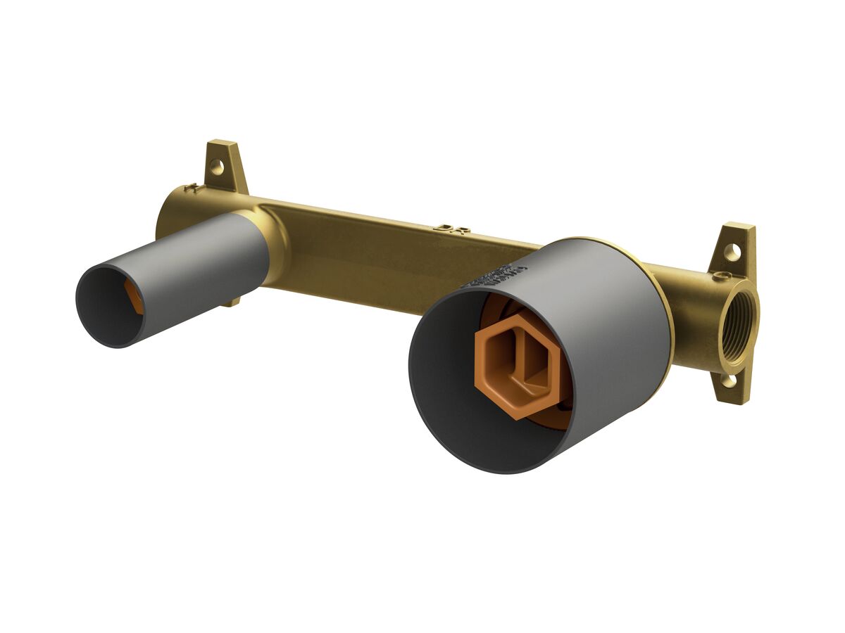 Reece Milli Etch Wall Basin/Bath Mixer Tap Set Round Kit Brushed Gold (6 Star) Lead Free