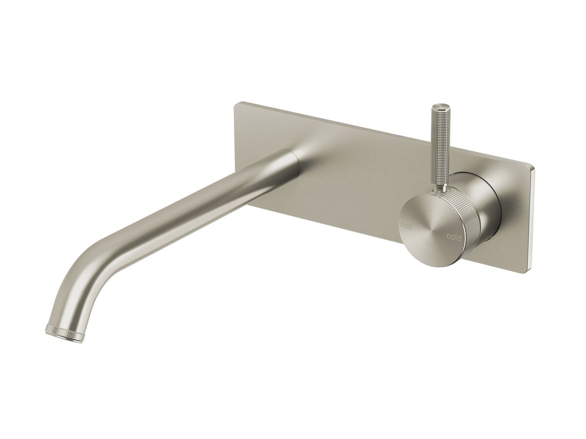 Reece Milli Etch Wall Basin/Bath Mixer Tap Set Square Backplate Brushed Nickel (6 Star) Lead Free