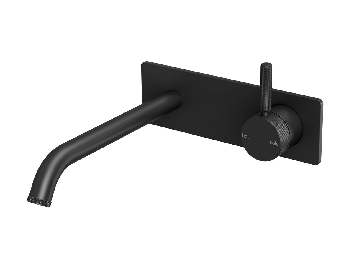 Reece Milli Etch Wall Basin/Bath Mixer Tap Set Square Backplate Matte Black (6 Star) Lead Free