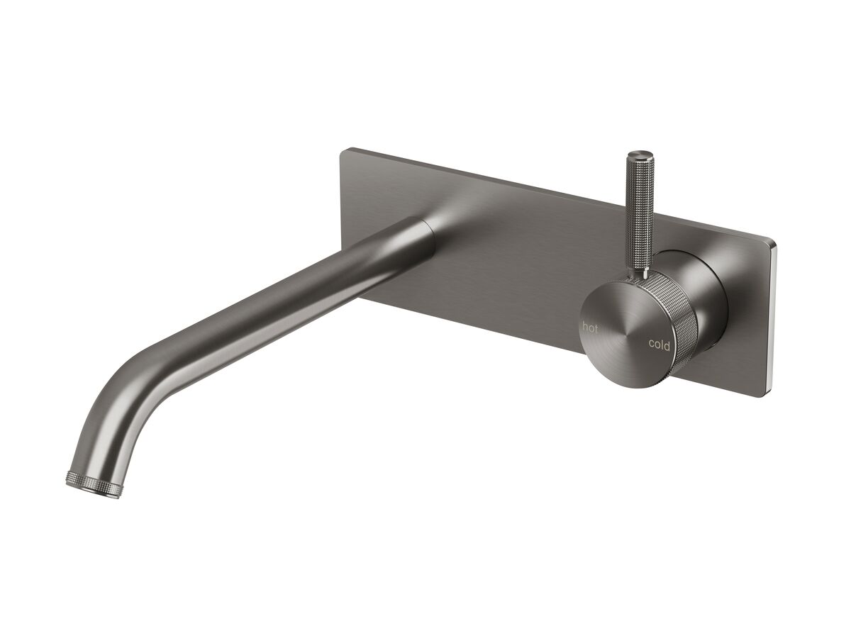 Reece Milli Etch Wall Basin/Bath Mixer Tap Set Square Backplate Brushed Gunmetal (6 Star) Lead Free