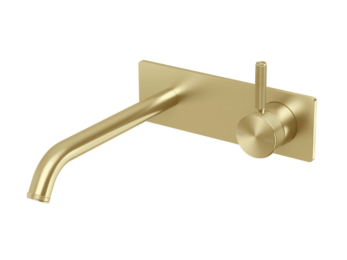 Reece Milli Etch Wall Basin/Bath Mixer Tap Set Square Backplate Brushed Gold (6 Star) Lead Free