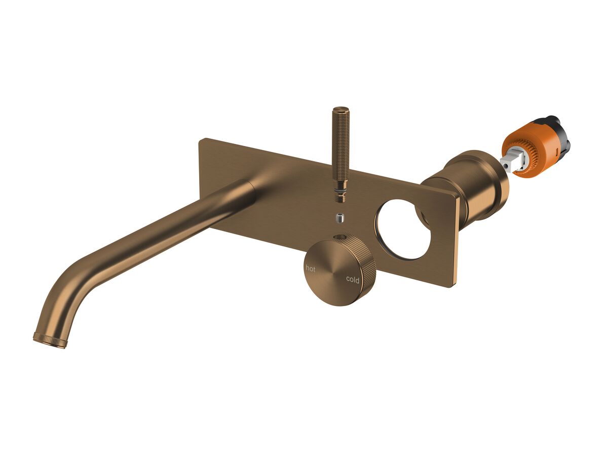 reece Milli Etch Wall Basin/Bath Mixer Tap Set Square Backplate Brushed Bronze (6 Star) Lead Free