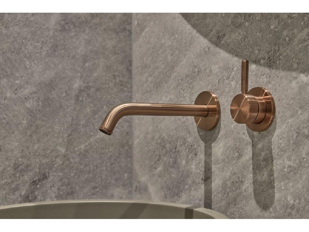 Reece Milli Etch Wall Basin/Bath Mixer Tap Set Square Kit Brushed Bronze (6 Star) Lead Free