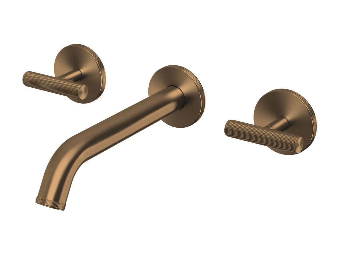 reece Milli Etch Wall Basin / Bath Tap Set 200mm Brushed Bronze (6 Star) Lead Free