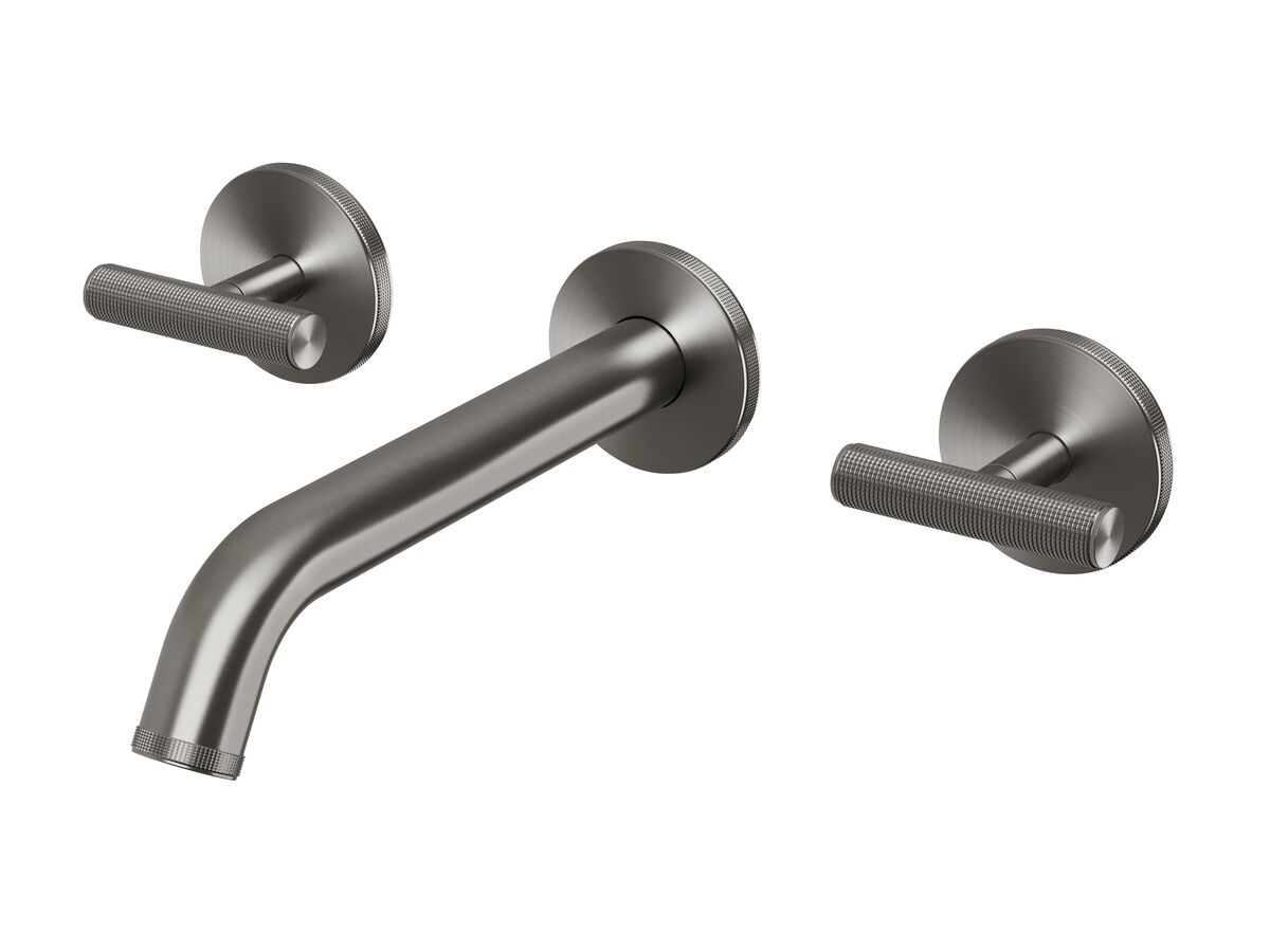 reece Milli Etch Wall Basin / Bath Tap Set 200mm Brushed Gunmetal (6 Star) Lead Free