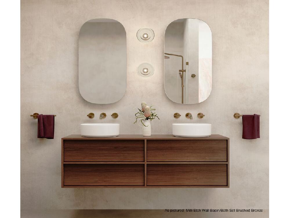 Reece Milli Etch Wall Basin / Bath Tap Set 200mm Chrome (6 Star) Lead Free