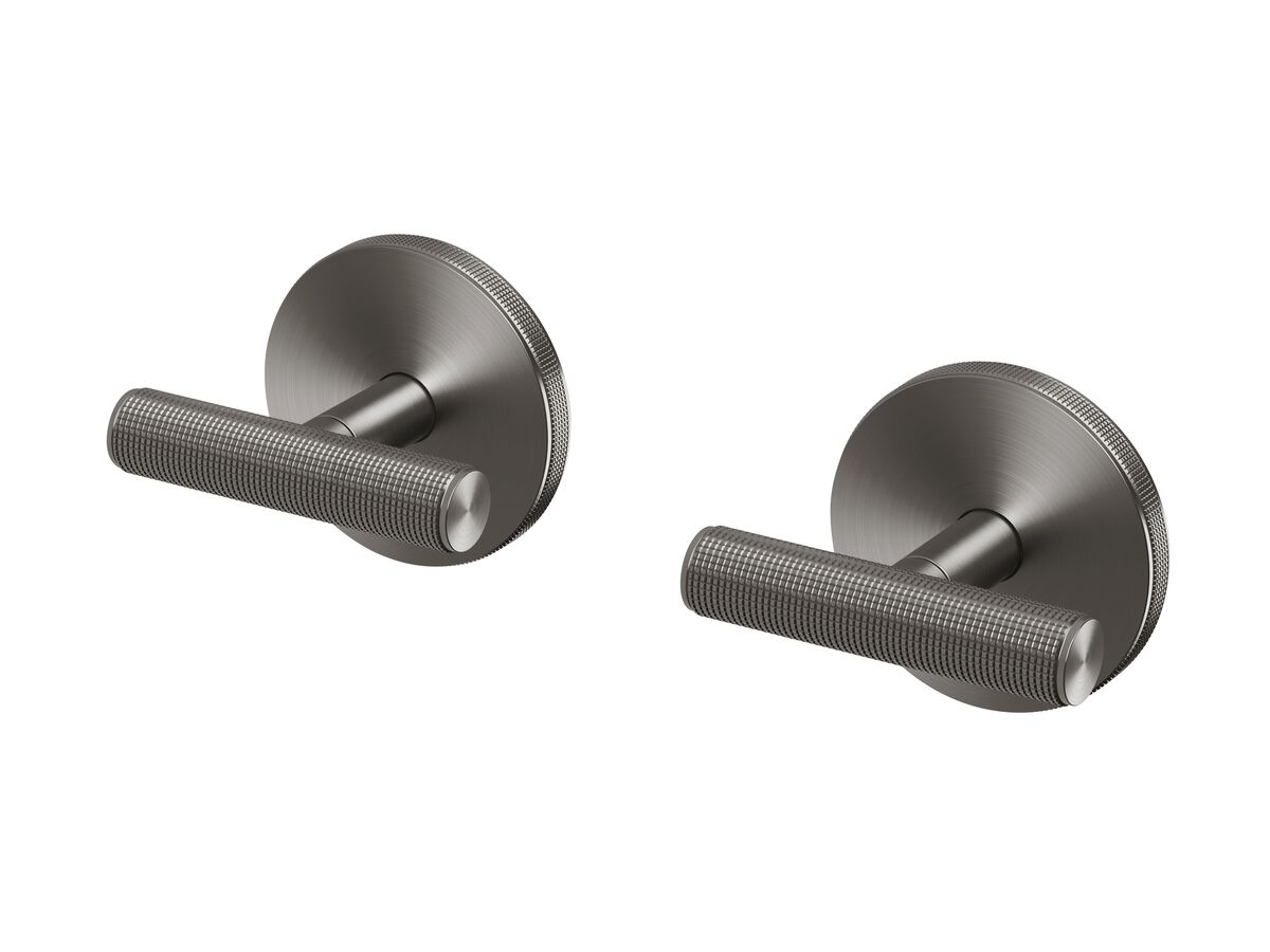 reece Milli Etch Wall Top Assemblies with 15mm Extended Spindles Brushed Gunmetal Lead Free