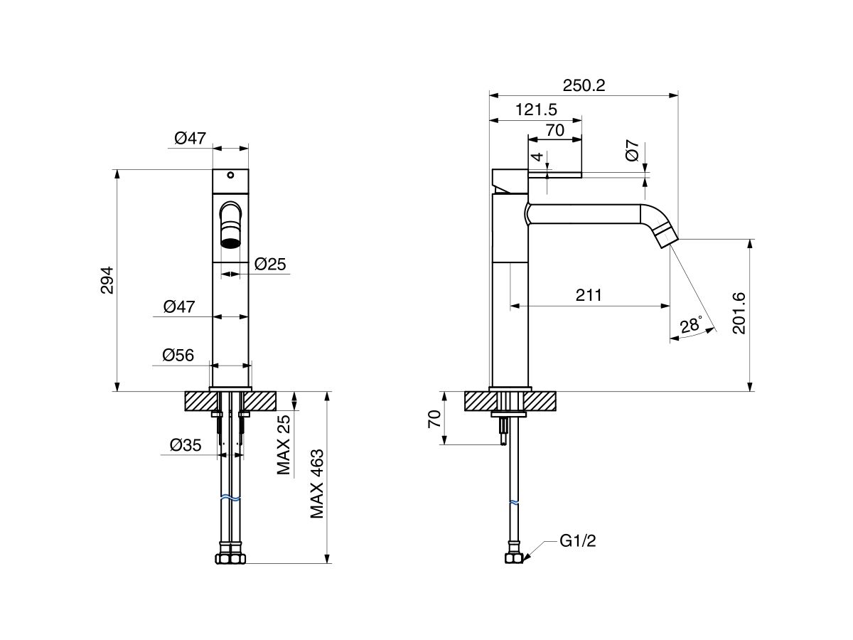 Reece Milli Inox Extended Basin Mixer Tap Stainless Steel (5 Star)