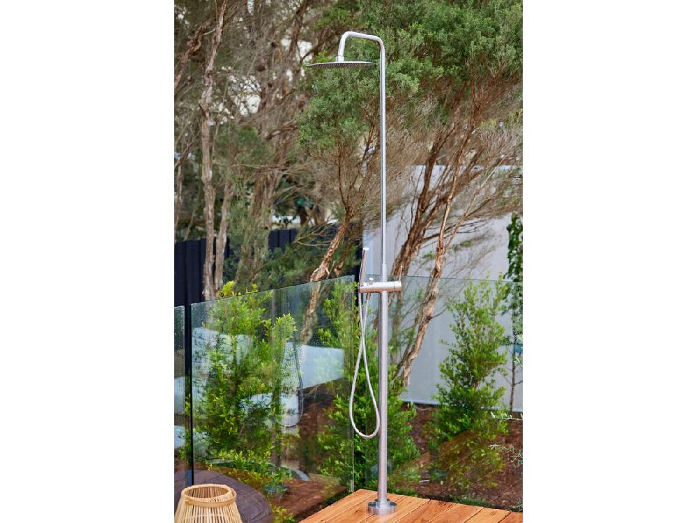 Reece Milli Inox Freestanding Twin Rail Shower & 300mm Overhead With Bottom Rail Water Inlet Stainless Steel (3 Star)