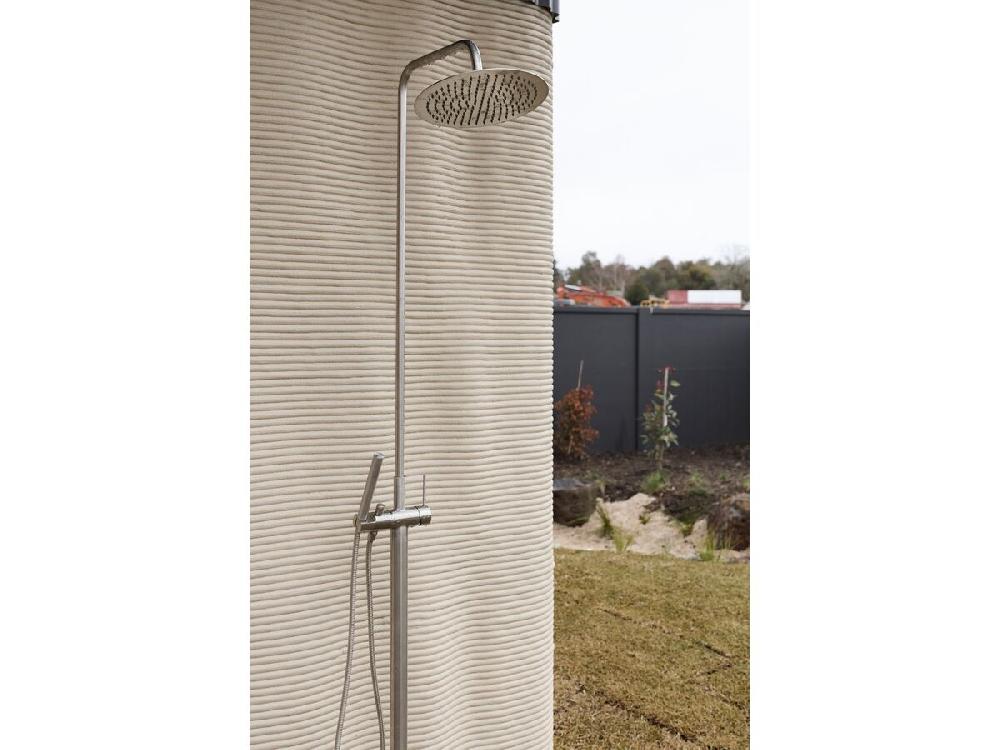 Reece Milli Inox Freestanding Twin Rail Shower & 300mm Overhead With Bottom Rail Water Inlet Stainless Steel (3 Star)
