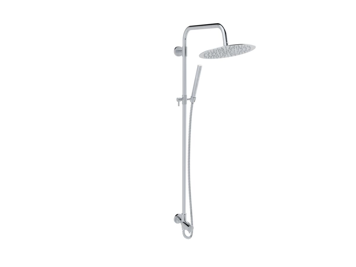 reece Milli Inox Overhead Twin Rail Shower with Handshower with Bottom Rail Water Inlet Stainless Steel (3 Star)