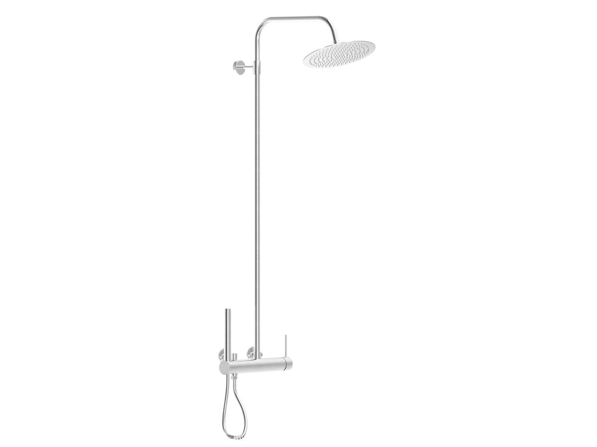 reece Milli Inox Wall Mount Twin Rail Shower with 300mm Overhead with Bottom Rail Water Inlet Stainless Steel (3 Star)