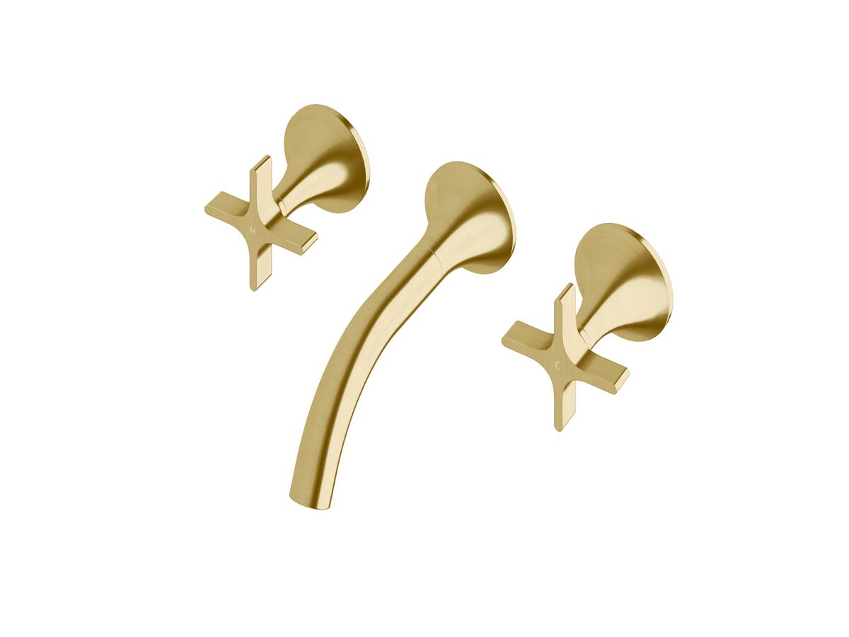 reece Milli Oria Cross Wall Basin Set 165 PVD Brushed Gold (5 Star)