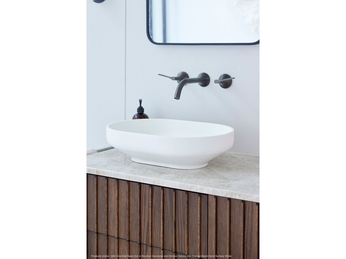 Reece Milli Oria Wall Basin Set 215mm PVD Brushed Gunmetal (5 Star)
