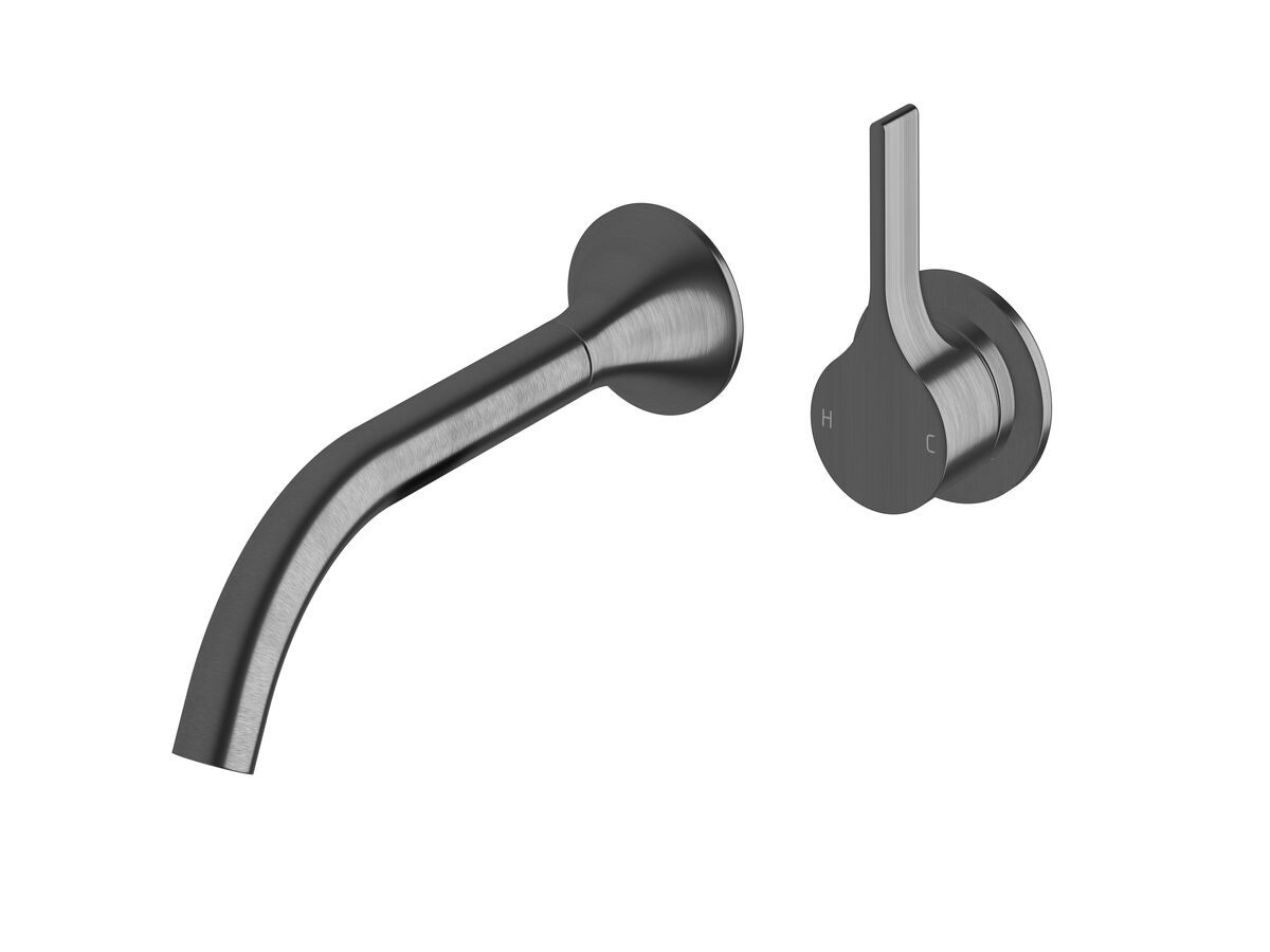 reece Milli Oria Wall Bath Mixer Outlet System 215mm PVD Brushed Gunmetal