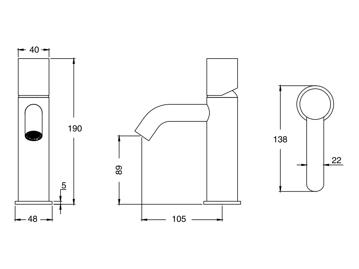 Reece Milli Pure Basin Mixer Tap Curved Spout Chrome (5 Star)