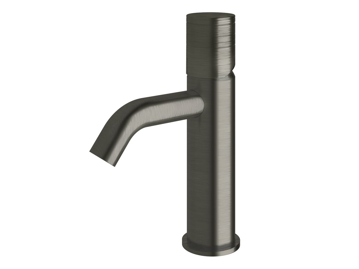reece Milli Pure Basin Mixer Tap Curved Spout with Cirque Textured Handle PVD Brushed Gunmetal (5 Star)