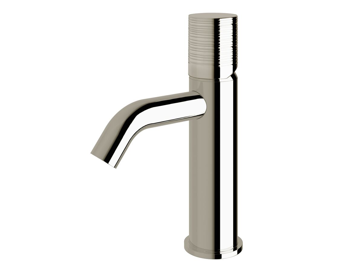 reece Milli Pure Basin Mixer Tap Curved Spout with Cirque Textured Handle Chrome (5 Star)