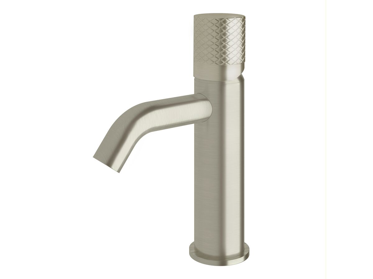 reece Milli Pure Basin Mixer Tap Curved Spout with Diamond Textured Handle PVD Brushed Nickel (5 Star)