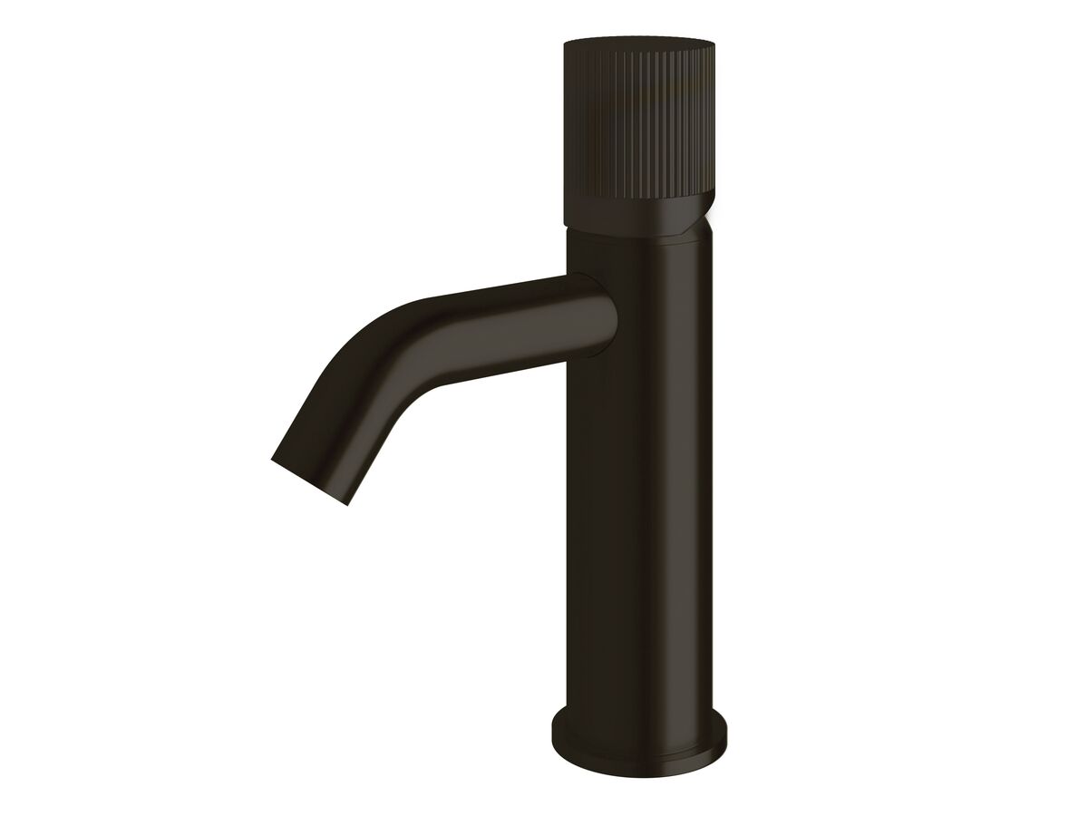 reece Milli Pure Basin Mixer Tap Curved Spout with Linear Textured Handle PVD Matte Black (5 Star)