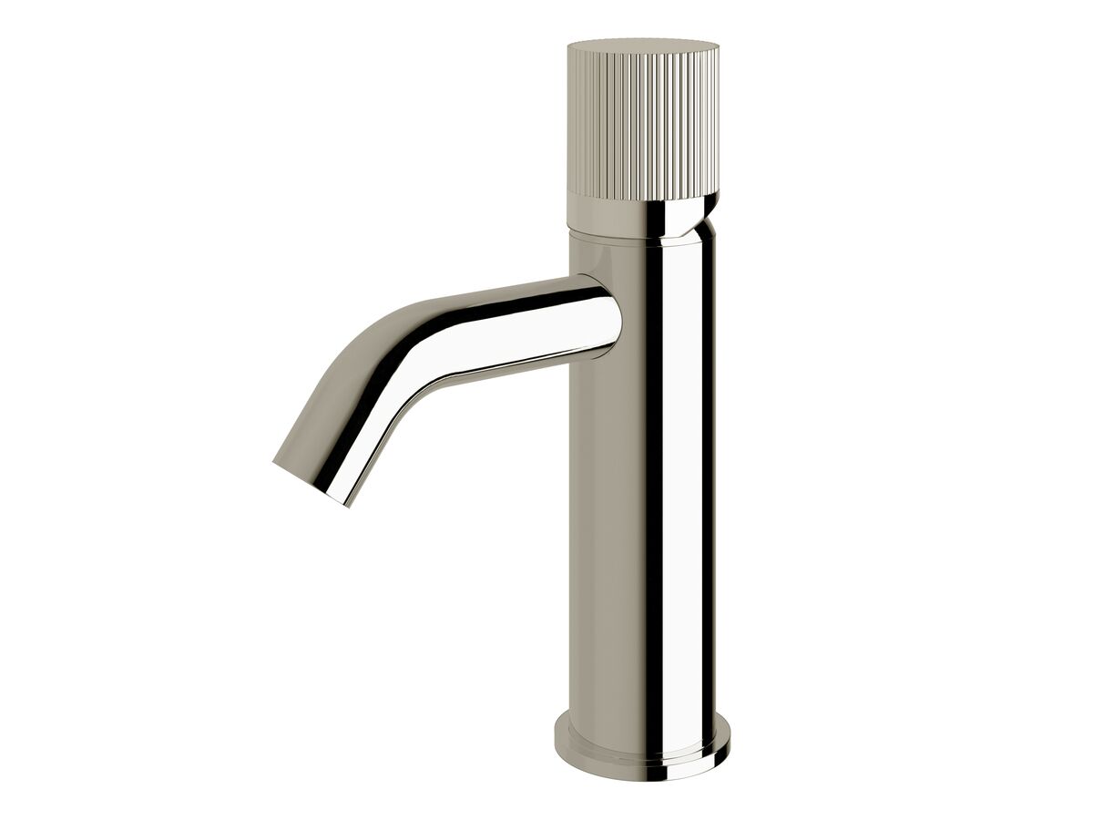 reece Milli Pure Basin Mixer Tap Curved Spout with Linear Textured Handle Chrome (5 Star)