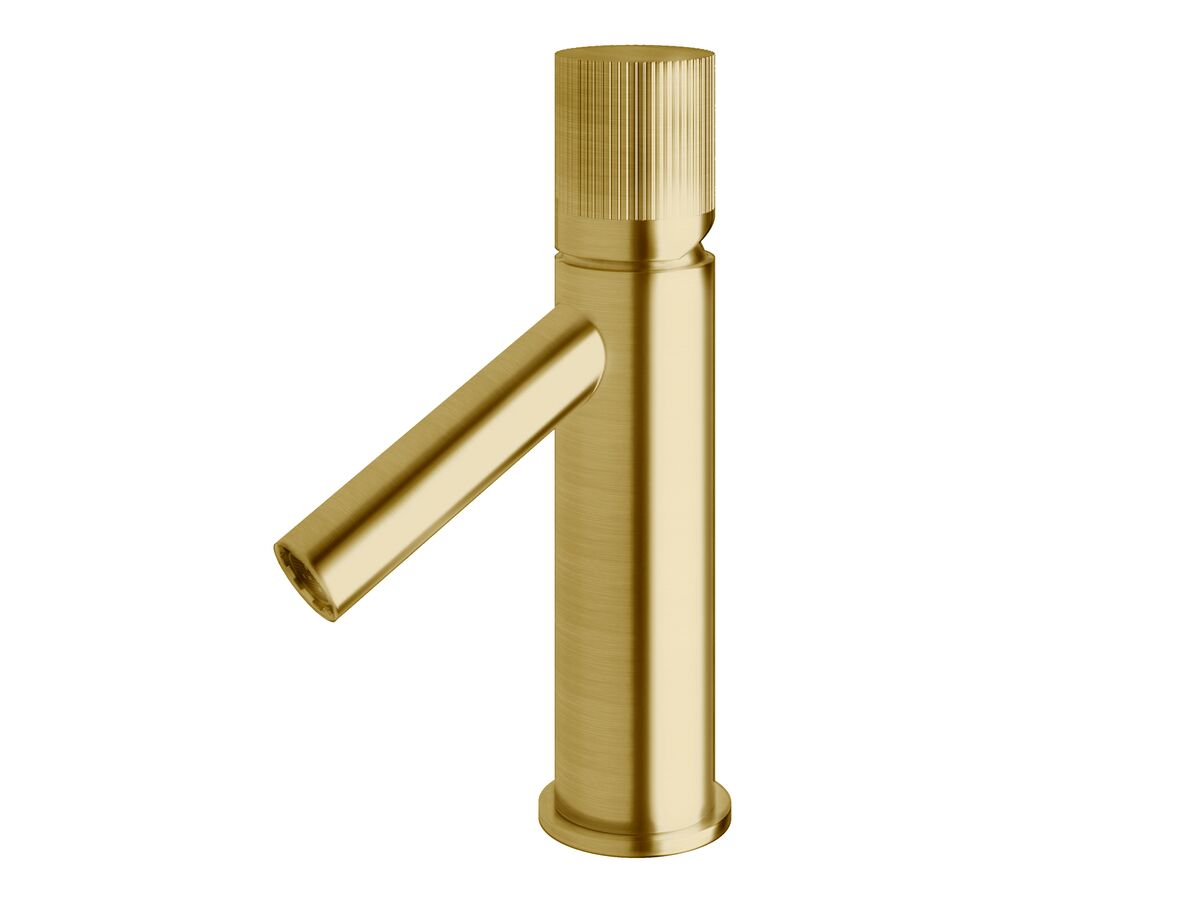 reece Milli Pure Basin Mixer Tap with Linear Textured Handle PVD Brushed Gold (6 Star)