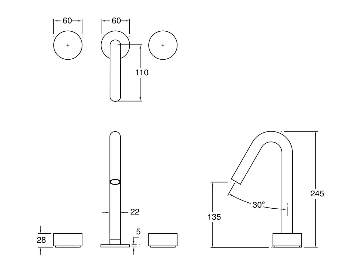 Reece Milli Pure Basin Set With Diamond Textured Handles Chrome (5 Star)