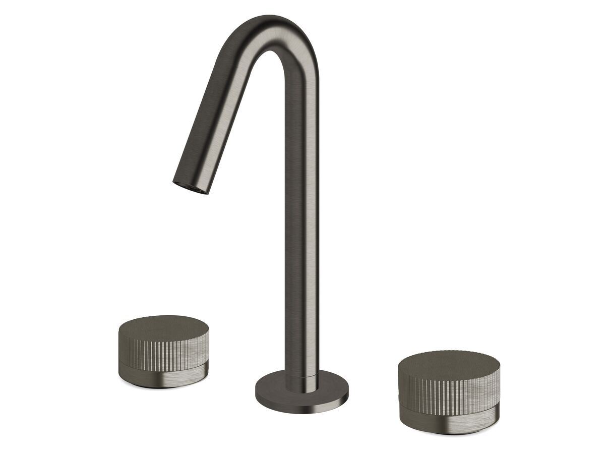 reece Milli Pure Basin Set with Linear Textured Handles PVD Brushed Gunmetal (5 Star)