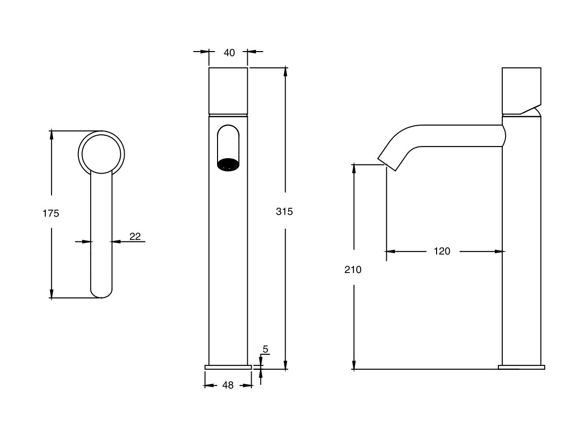 Reece Milli Pure Extended Basin Mixer Tap Curved Spout With Linear Textured Handle Chrome (5 Star)