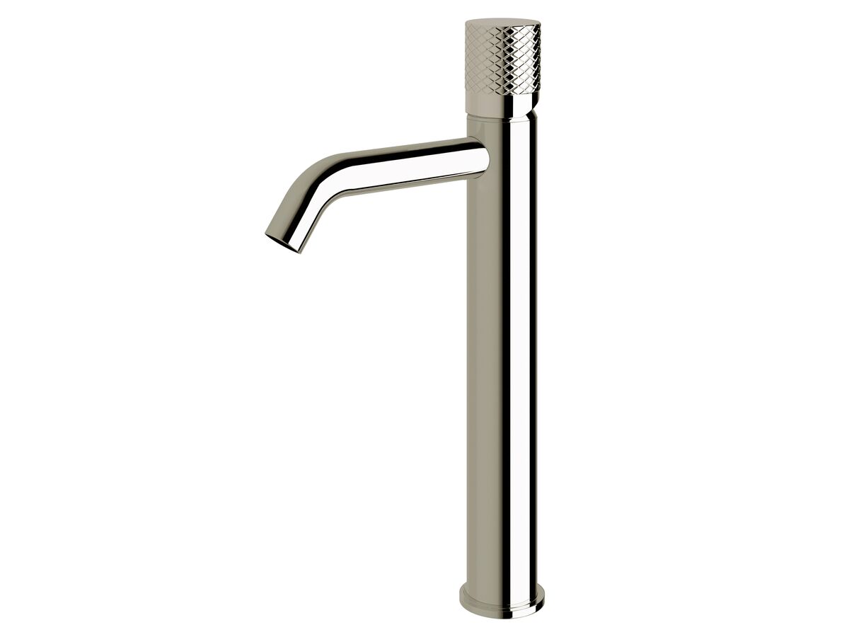 reece Milli Pure Extended Basin Mixer Tap Curved Spout with Diamond Textured Handle Chrome (5 Star)