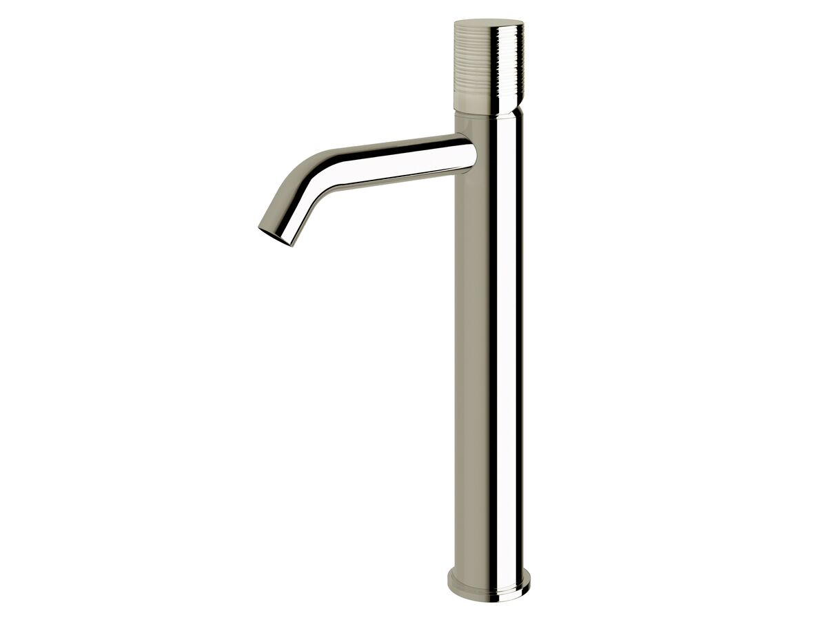 reece Milli Pure Extended Basin Mixer Tap Curved Spout with Cirque Textured Handle Chrome (5 Star)