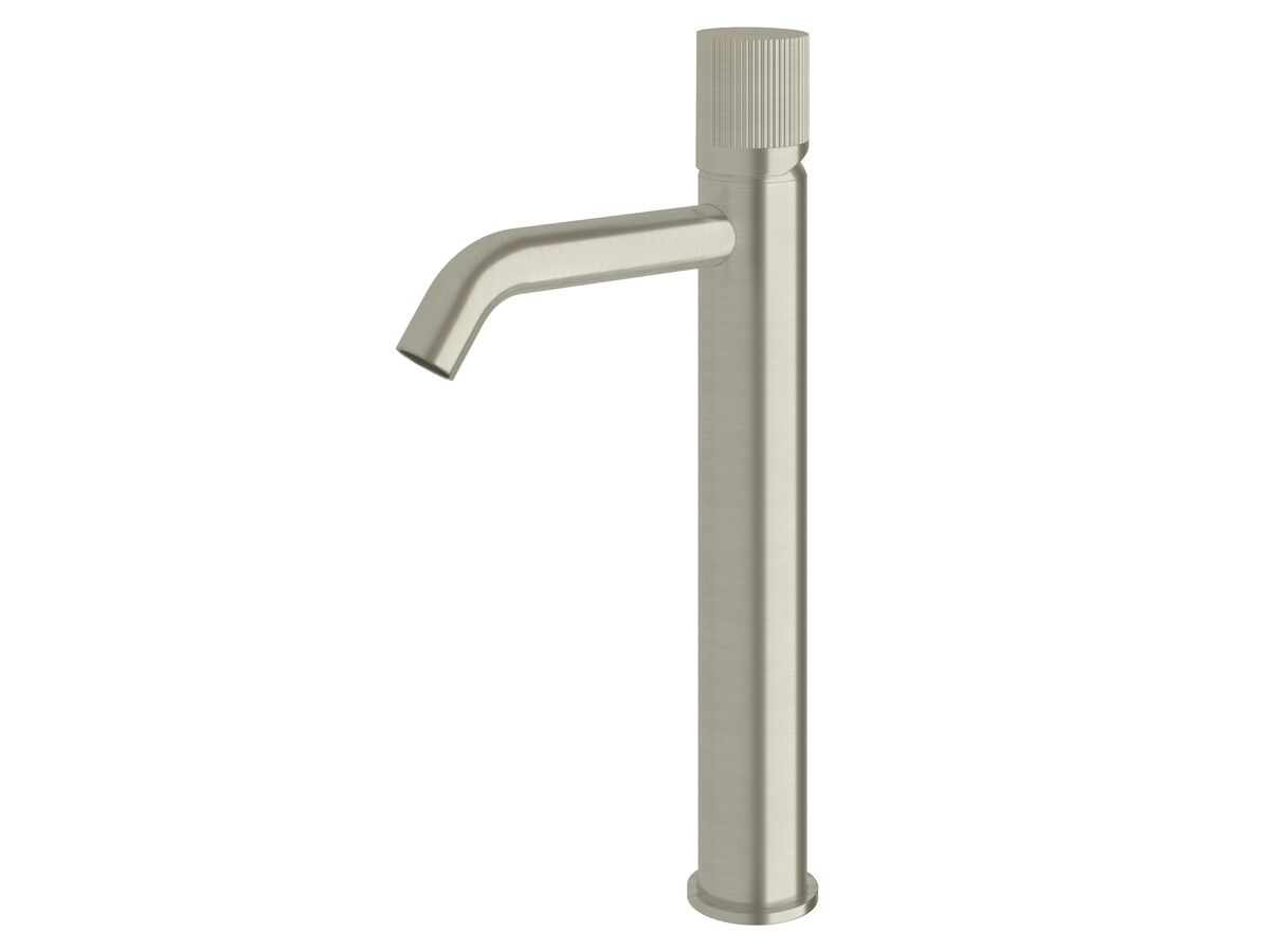 reece Milli Pure Extended Basin Mixer Tap Curved Spout with Linear Textured Handle PVD Brushed Nickel (5 Star)