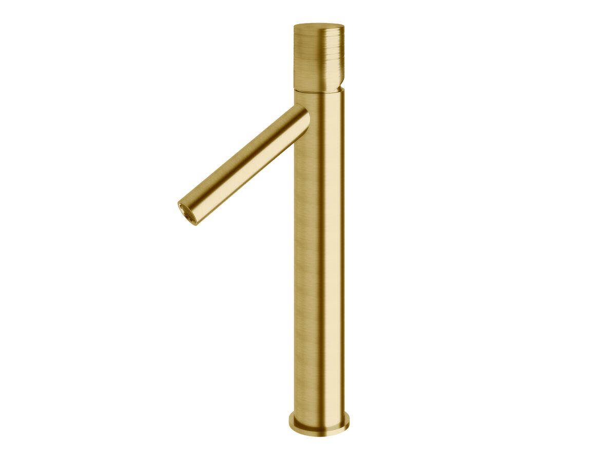 reece Milli Pure Extended Basin Mixer Tap with Cirque Textured Handle PVD Brushed Gold (6 Star)