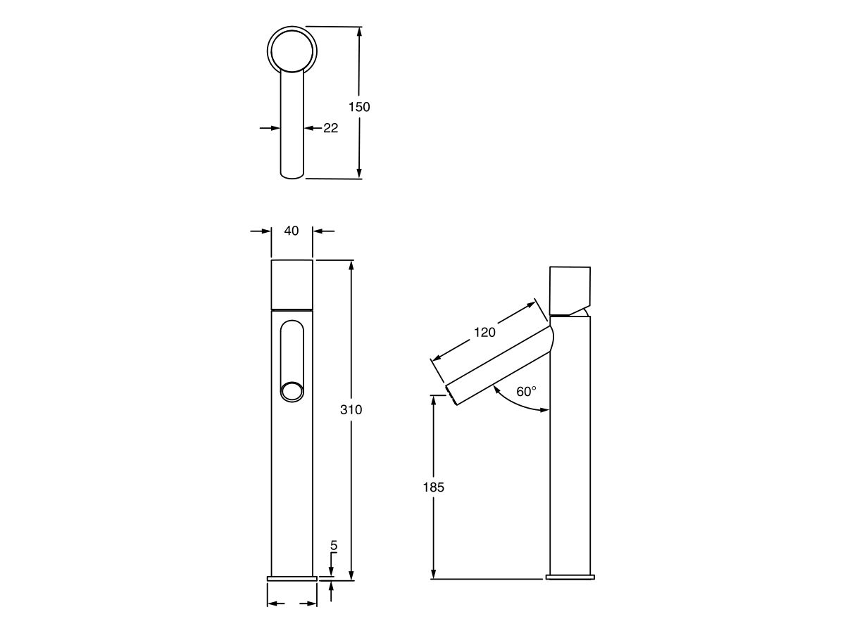 Reece Milli Pure Extended Basin Mixer Tap With Linear Textured Handle Chrome (6 Star)