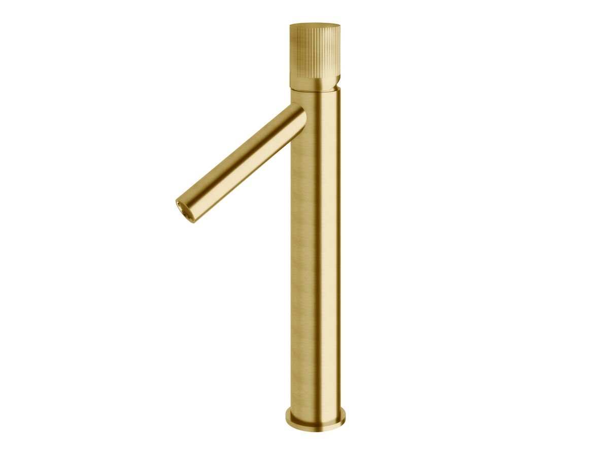 reece Milli Pure Extended Basin Mixer Tap with Linear Textured Handle PVD Brushed Gold (6 Star)