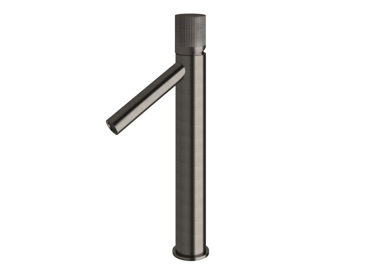 reece Milli Pure Extended Basin Mixer Tap with Linear Textured Handle PVD Brushed Gunmetal (6 Star)