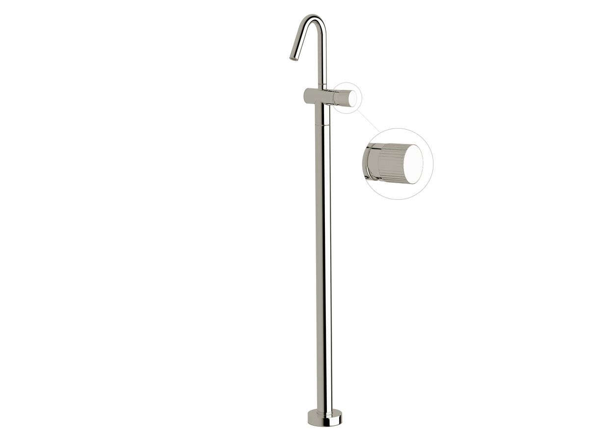 Reece Milli Pure Floor Mounted Basin Mixer Tap Kit With Linear Textured Handle Chrome (5 Star)