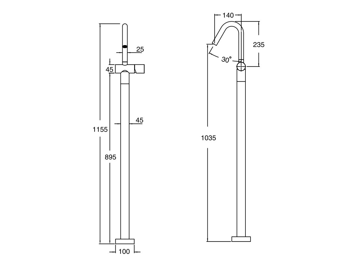 Reece Milli Pure Floor Mounted Basin Mixer Tap Trimset With Linear Textured Handle PVD Brushed Nickel (5 Star)