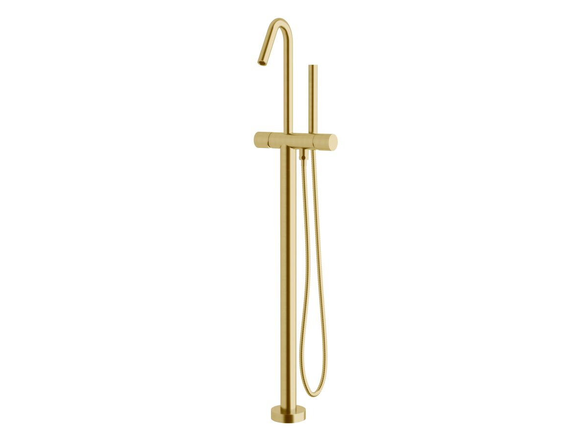reece Milli Pure Floor Mounted Bath Mixer Tap with Handshower Trimset PVD Brushed Gold (3 Star)